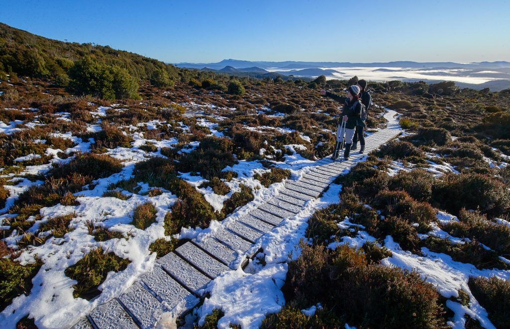 Hartz Peak Track with Winter snow, Hartz Mountains National Park, Tasmania