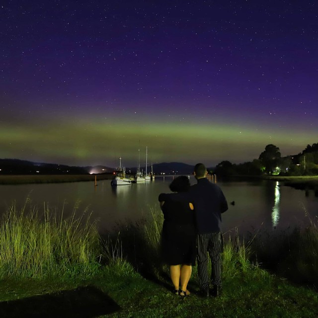 Aurora Australis viewed from Franklin in the Huon Valley, Tasmania.